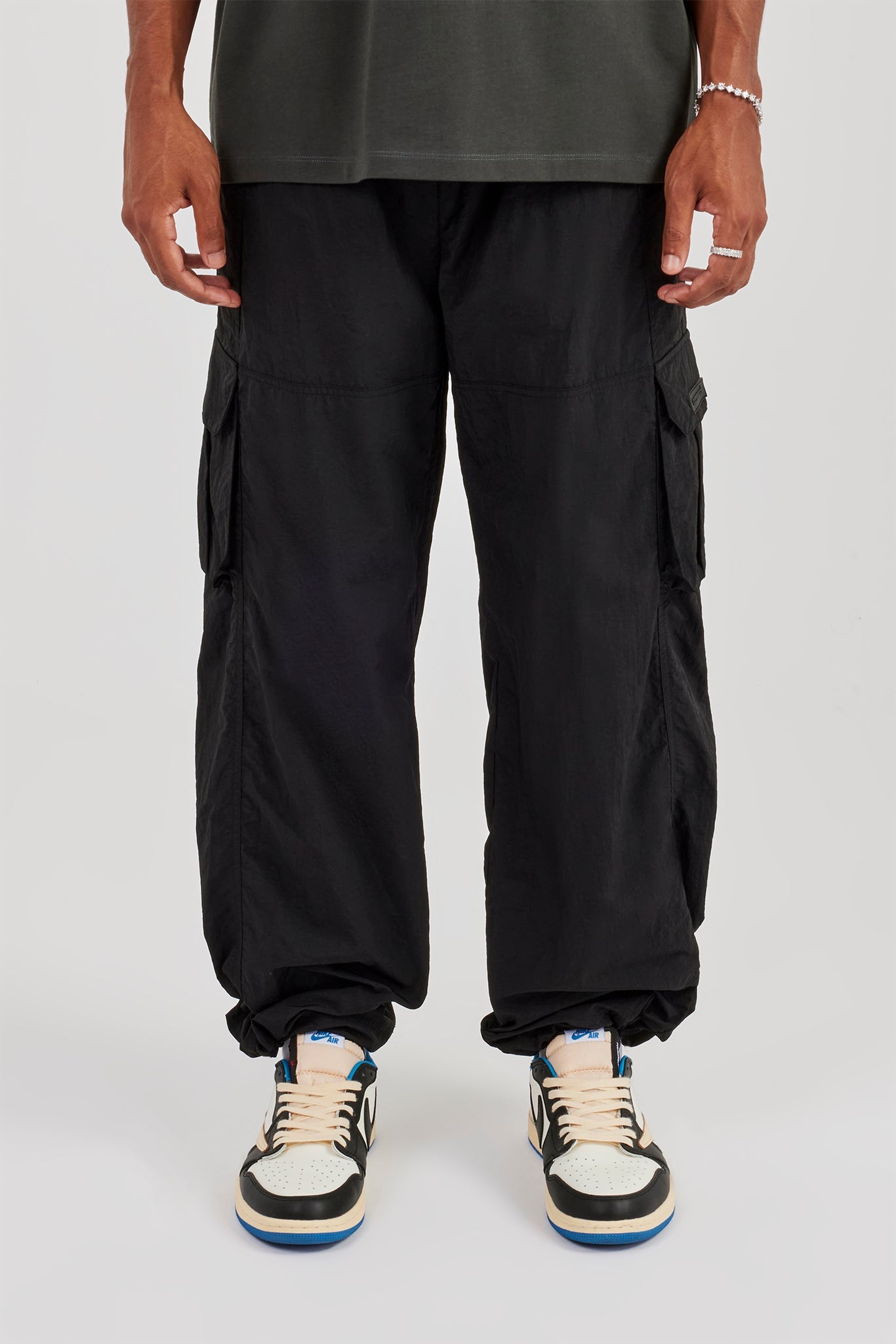 Nylon Baggy Cargo Pant - Black